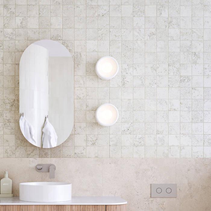 Tumbled Natural Beige Travertine Square Tile 100mm x 100mm  | The Blue Space