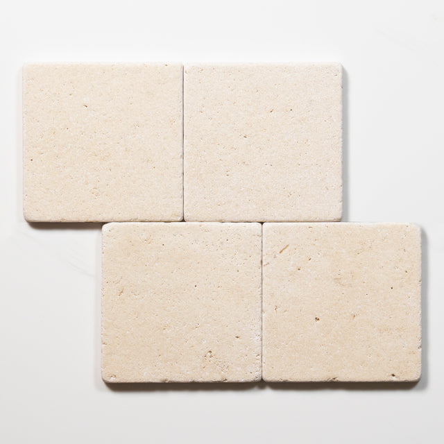Tumbled Natural Beige Travertine Square Tile 100mm x 100mm