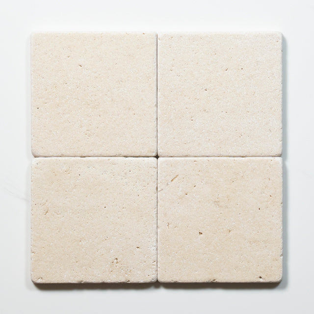 Tumbled Natural Beige Travertine Square Tile 100mm x 100mm