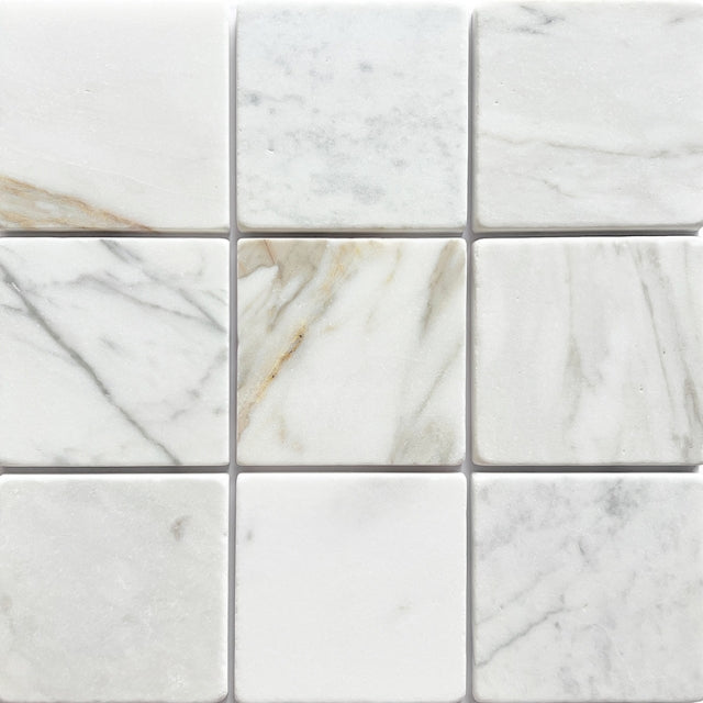 Tumbled Natural Calacatta Gold Marble Square Tile 100mm x 100mm