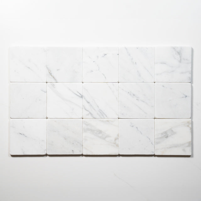 Tumbled Natural Calacatta Gold Marble Square Tile 100mm x 100mm