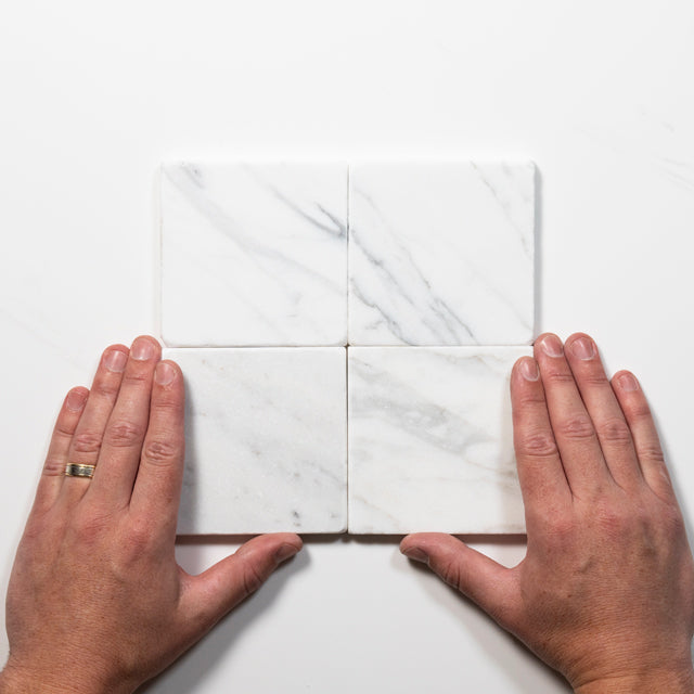 Tumbled Natural Calacatta Gold Marble Square Tile 100mm x 100mm