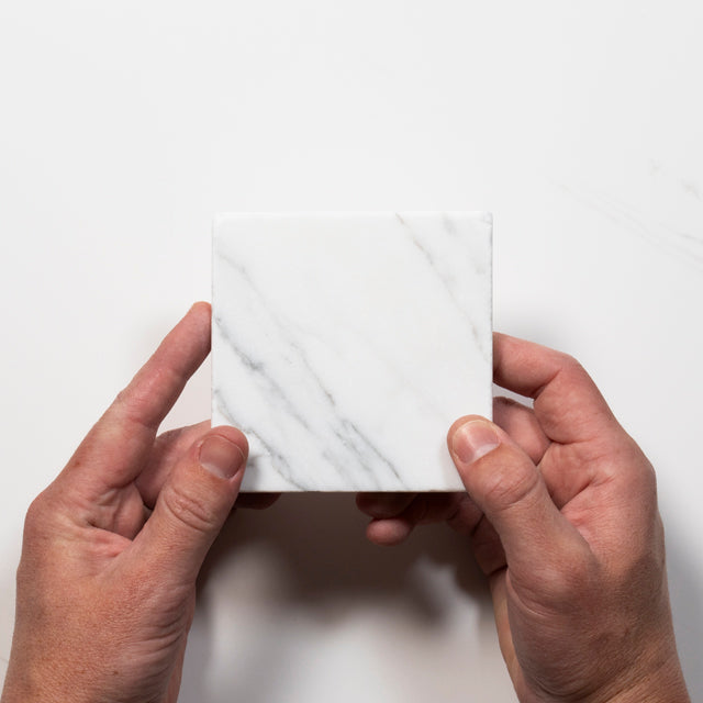 Tumbled Natural Calacatta Gold Marble Square Tile 100mm x 100mm