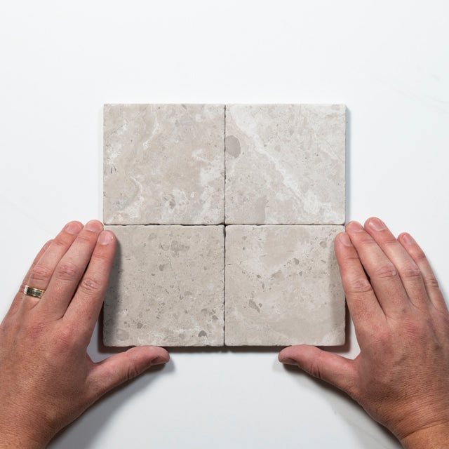 Tumbled Natural Grey Woodstone Square Tile 100mm x 100mm