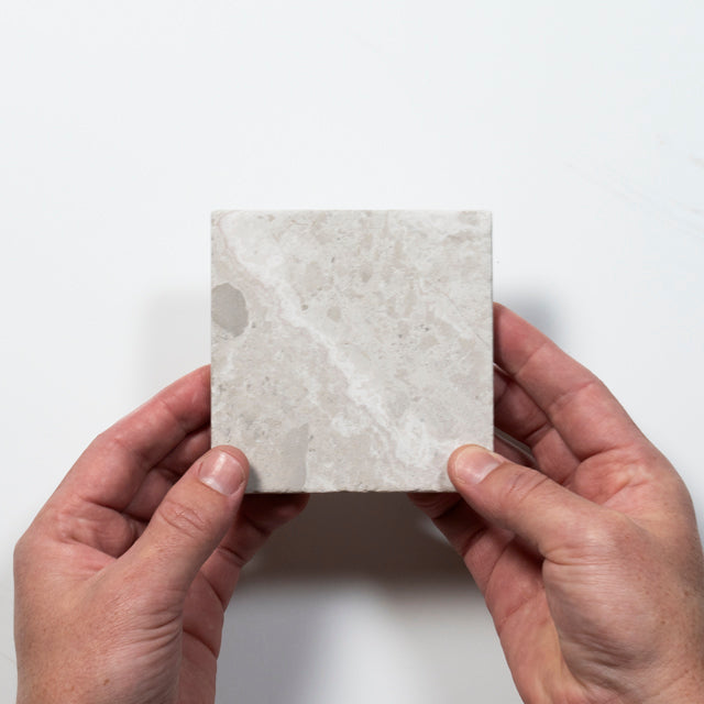 Tumbled Natural Grey Woodstone Square Tile 100mm x 100mm
