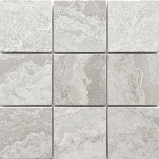 Tumbled Natural Grey Woodstone Square Tile 100mm x 100mm