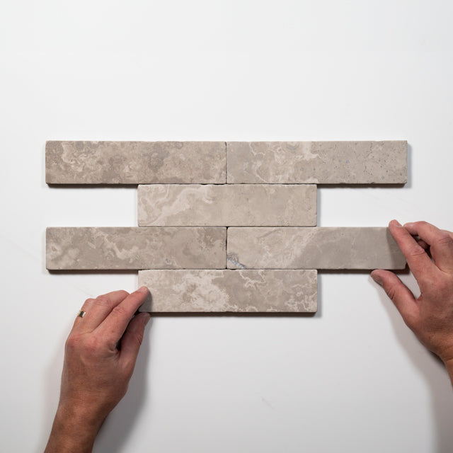 Tumbled Natural Grey Woodstone Subway Tile 50mm x 200mm