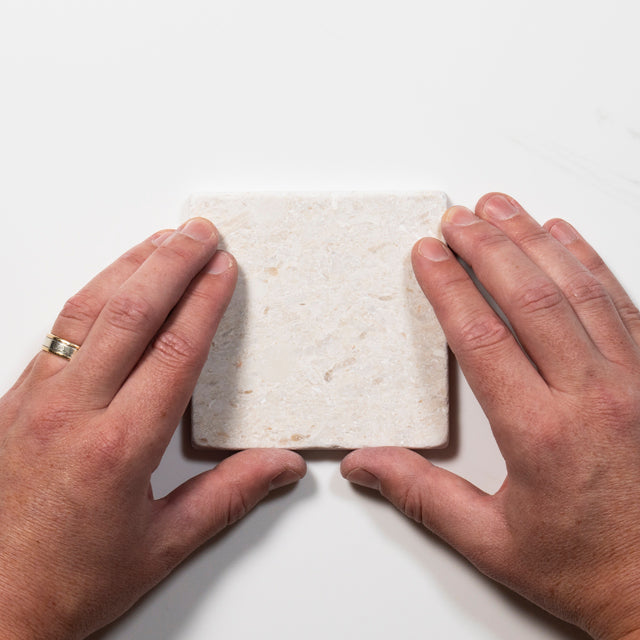 Tumbled White Natural Limestone Square Tile 100mm x 100mm