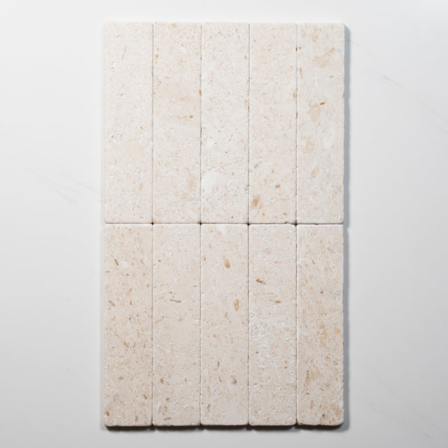 Tumbled White Natural Limestone Subway Tile 50mm x 200mm