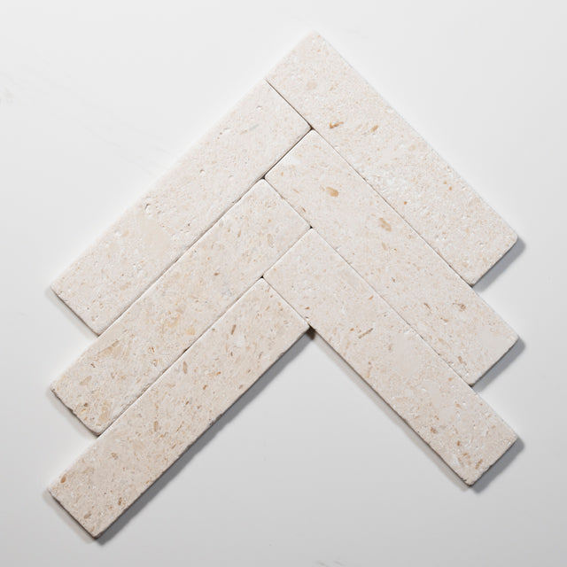Tumbled White Natural Limestone Subway Tile 50mm x 200mm