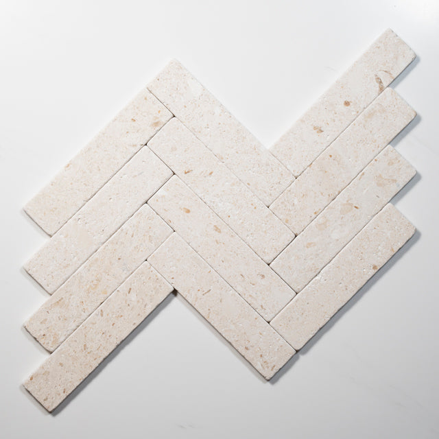 Tumbled White Natural Limestone Subway Tile 50mm x 200mm