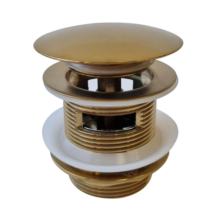 Turner Hastings 40mm Safety Pull-Out Pop-Up Bath Waste with Short Tail with Overflow - Brushed Brass BA409PA-OF-BB - The Blue Space