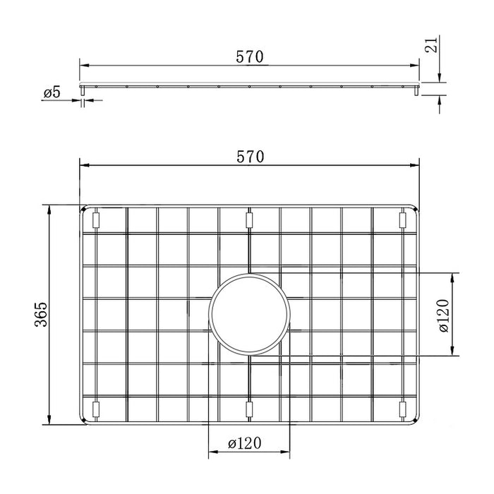 Technical Drawing Turner Hastings Cuisine 68x48 Protective Grid - Brushed Brass CU681SSG-BB - The Blue Space