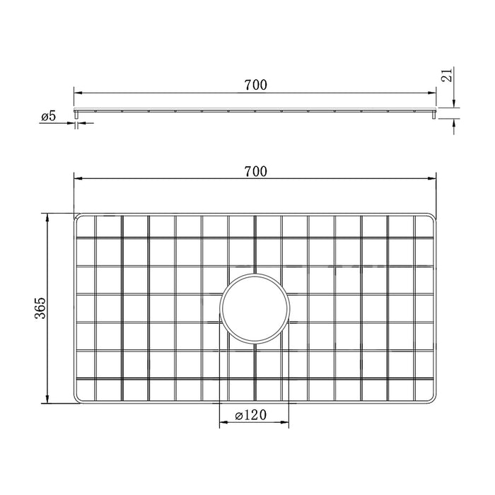 Technical Drawing Turner Hastings Cuisine 81x48 Protective Grid - Brushed Brass CU812SSG-BB - The Blue Space