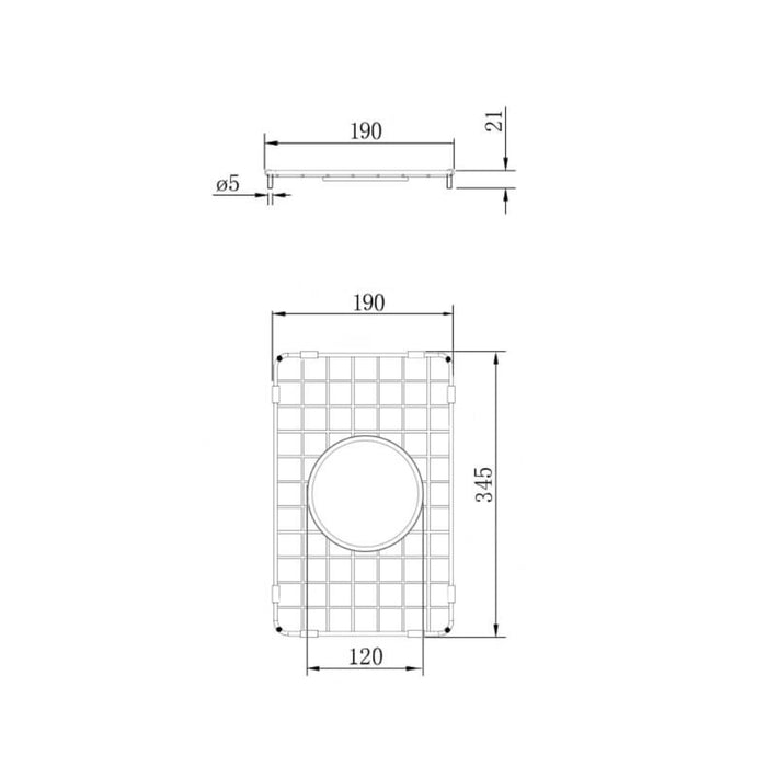 Technical Drawing Turner Hastings Cuisine Stainless Steel Grid 30x46 - Brushed Brass CU302SSG-BB - The Blue Space