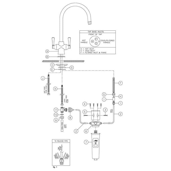 Technical Drawing Turner Hastings Replacement Filter Cartridge to Suit Ludlow Purifier Mixer TH7018FC - The Blue Space