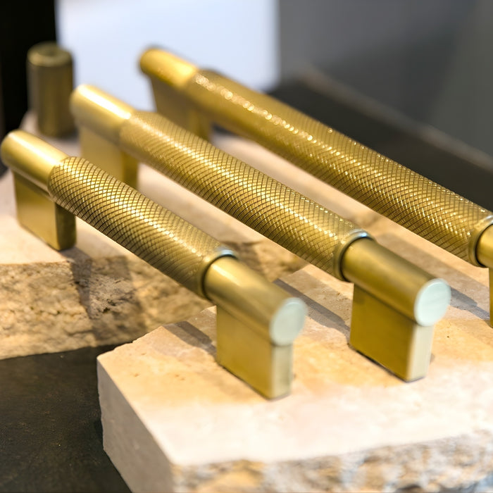 Size Turner Hastings Sassari 128mm Pull Handle Brushed Brass SA128CB-BB - The Blue Space