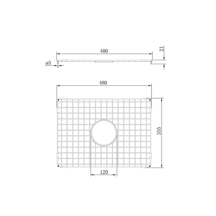 Technical Drawing Turner Hastings Stainless Steel Grid to suit Cuisine 93 x 48 (large side) CUD48SSG - The Blue Space