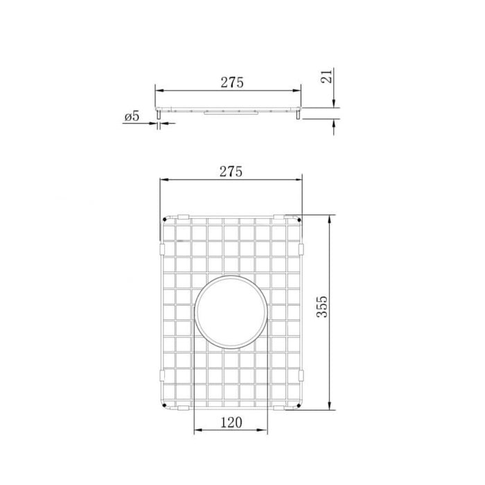 Technical Drawing Turner Hastings Stainless Steel Grid to suit Cuisine 93 x 48 (Small Side) CUD28SSG - The Blue Space