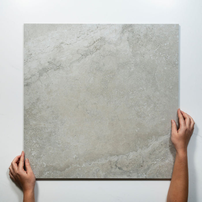 With Hand Tuscan Grey Travertine Look Tile 600mm x 600mm 6CRWSVM - The Blue Space