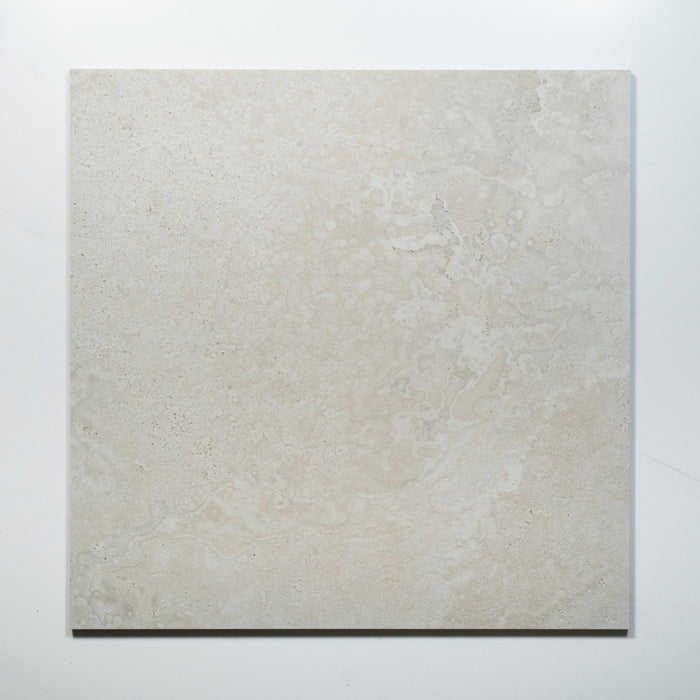 No Hand Tuscan White Travertine Look Tile 600mm x 600mm 6CRWWHM - The Blue Space