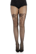 womens striped lace fishnet stockings