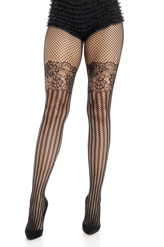 womens striped lace fishnet stockings tights