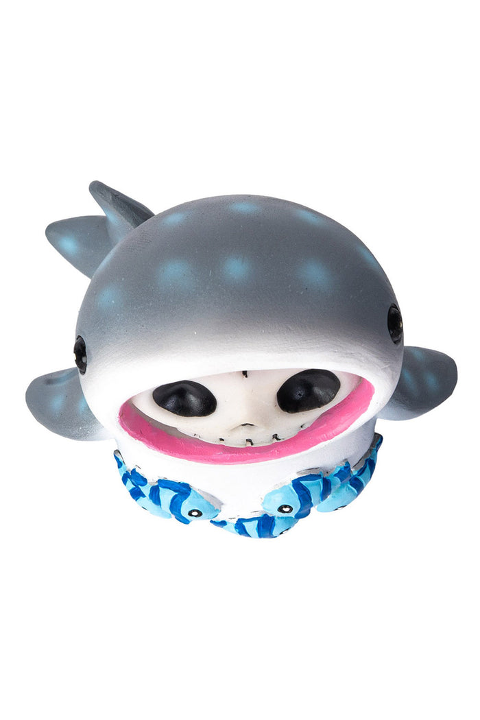 hand-painted kawaii spooky resin whale shark figurine