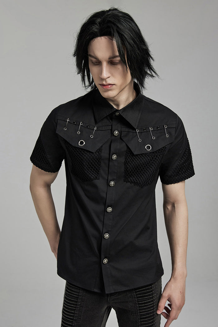 mens punk fishnet shirt