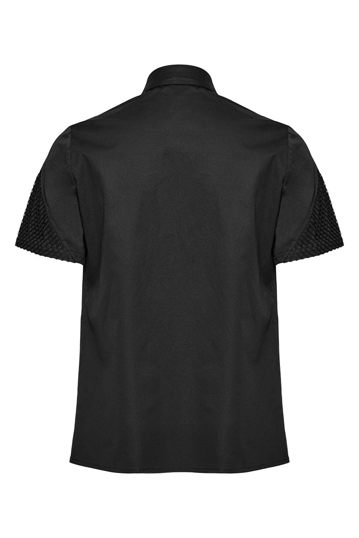 mens black fishnet emo shirt
