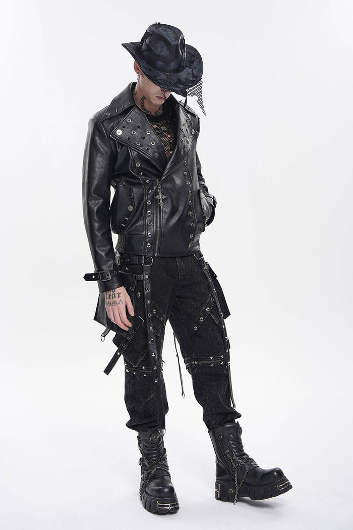 Mens punk jacket with buckles