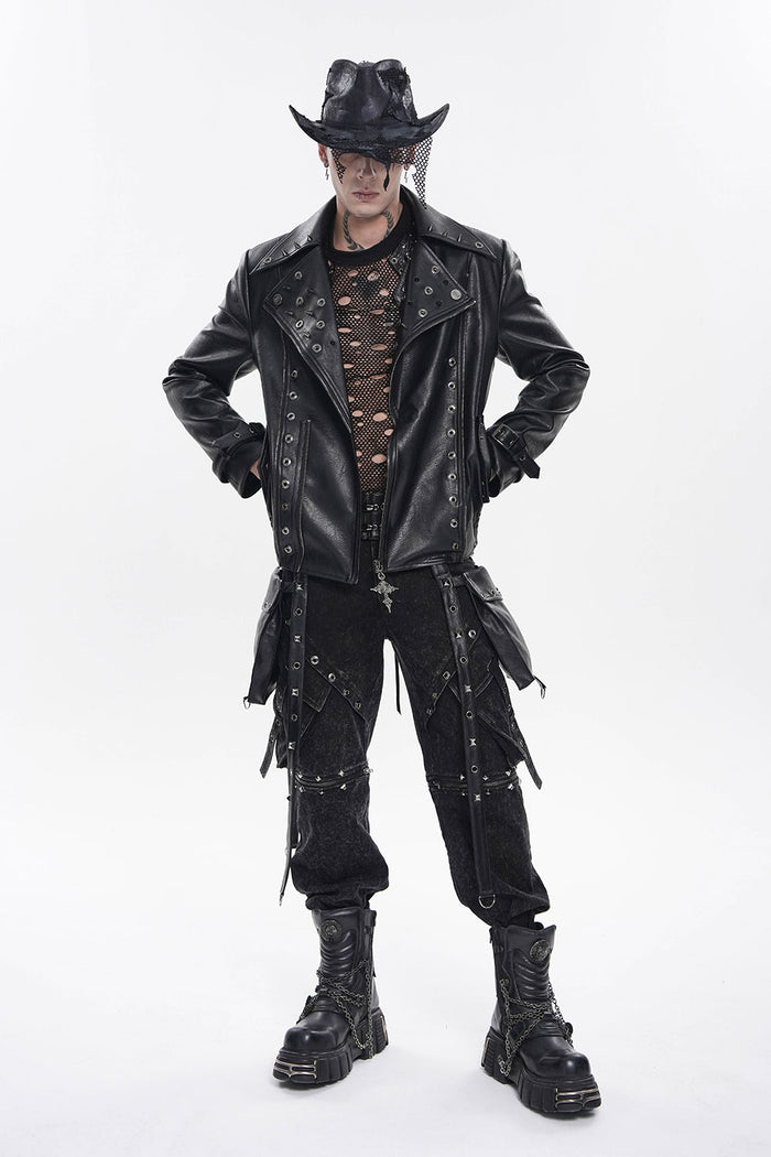 Mens waist length punk jacket