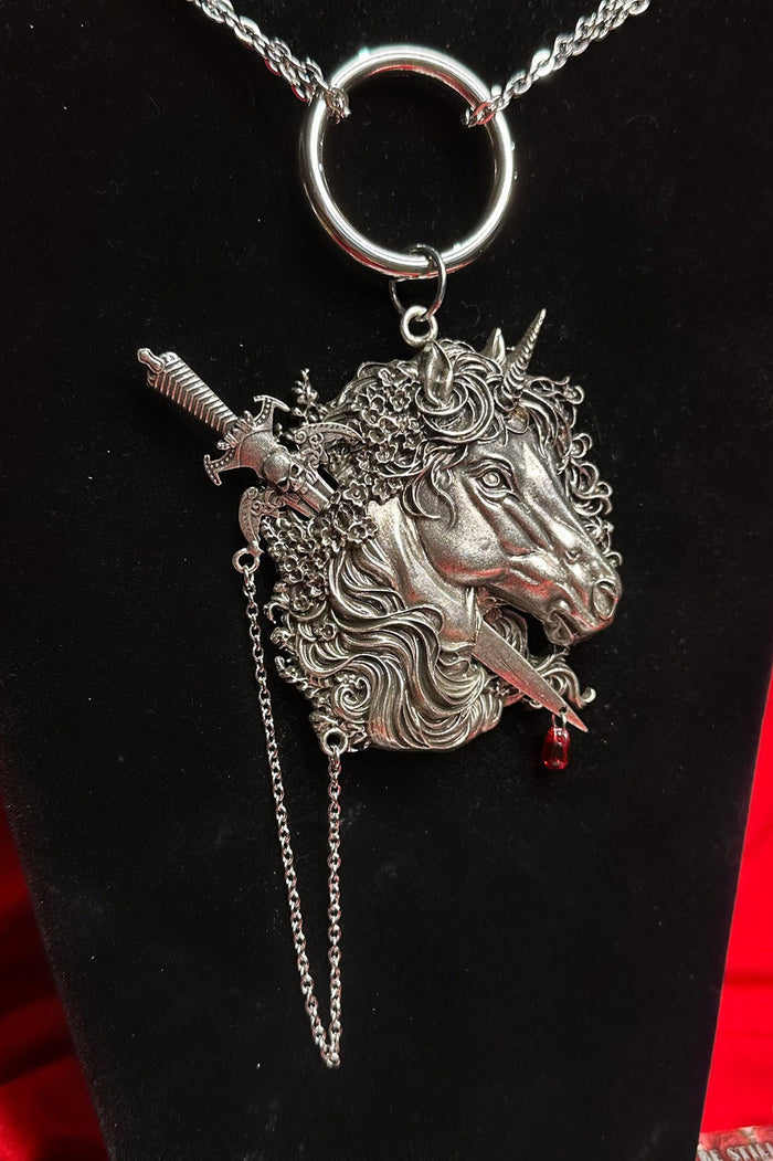 dark fantasy unicorn statement necklace