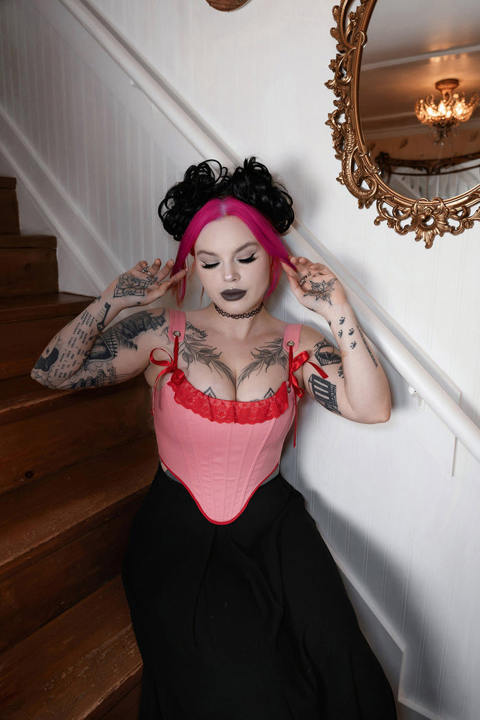 red and pink corset