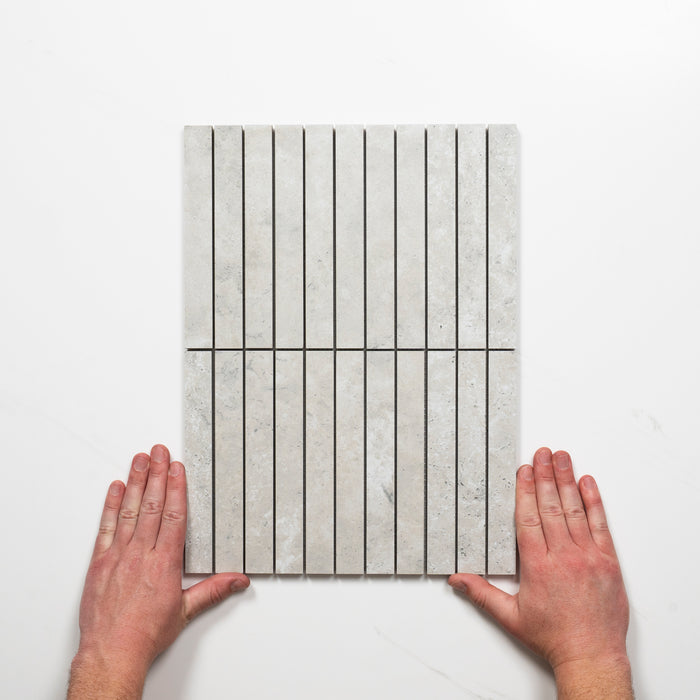 Pattern with Hand Valerie Silver Porcelain Finger Mosaics P5 392 x 295mm sheets TRVICTGFM - The Blue Space