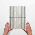 Pattern with Hand Valerie Silver Porcelain Finger Mosaics P5 392 x 295mm sheets TRVICTGFM - The Blue Space