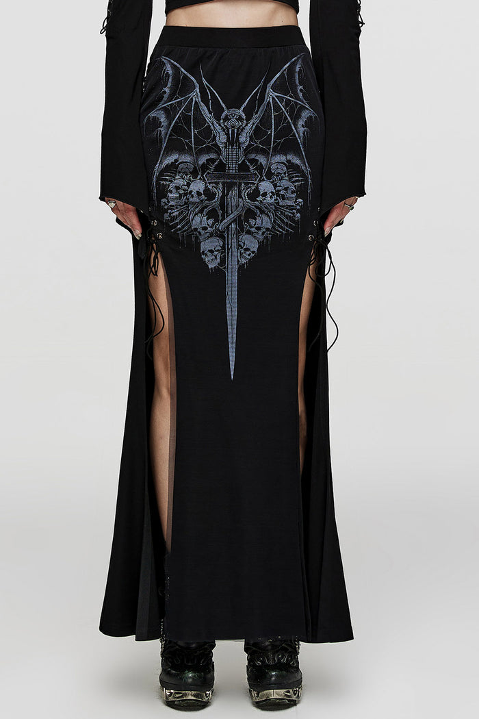 goth maxi skirt with leg slits
