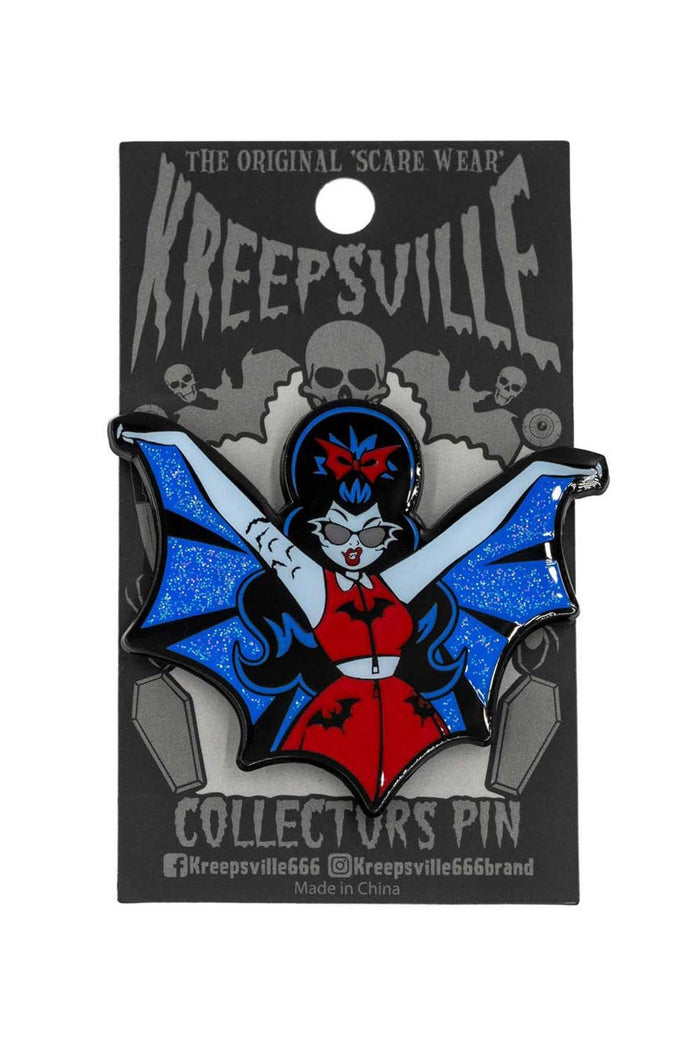 rockabilly vampire girl enamel pin