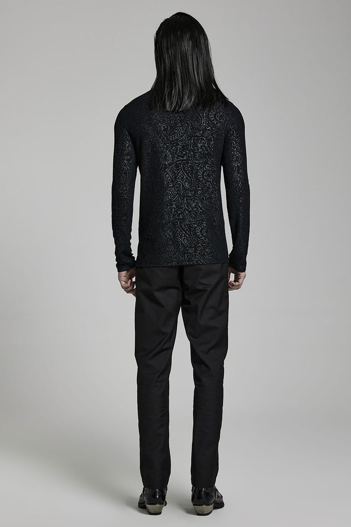 mens long sleeve black gothic shirt