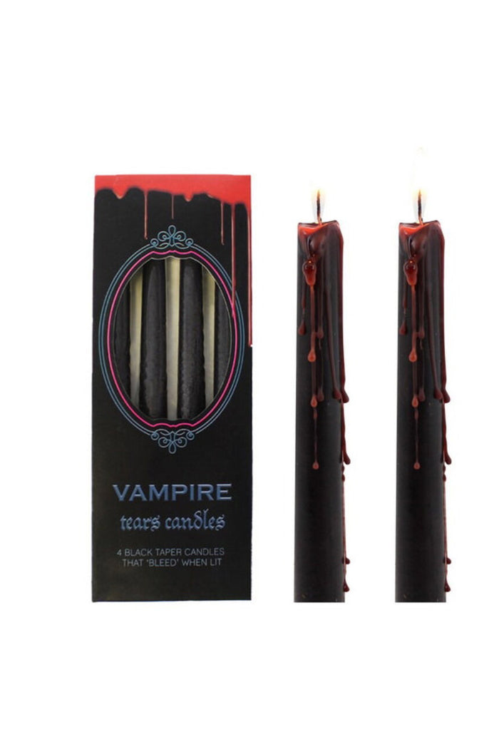 Vampire themed candles with a black box packaging on a white background