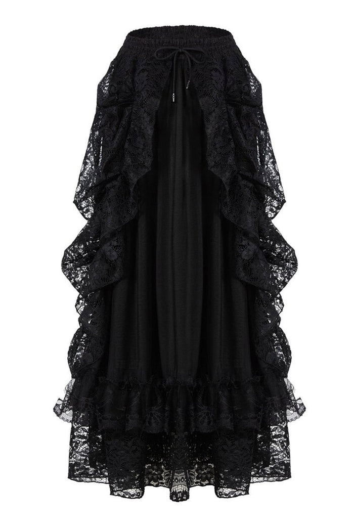 Vampiric Bustle Maxi Skirt [Black]