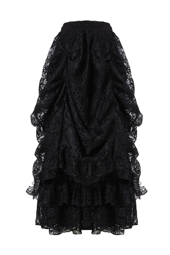Vampiric Bustle Maxi Skirt [Black]