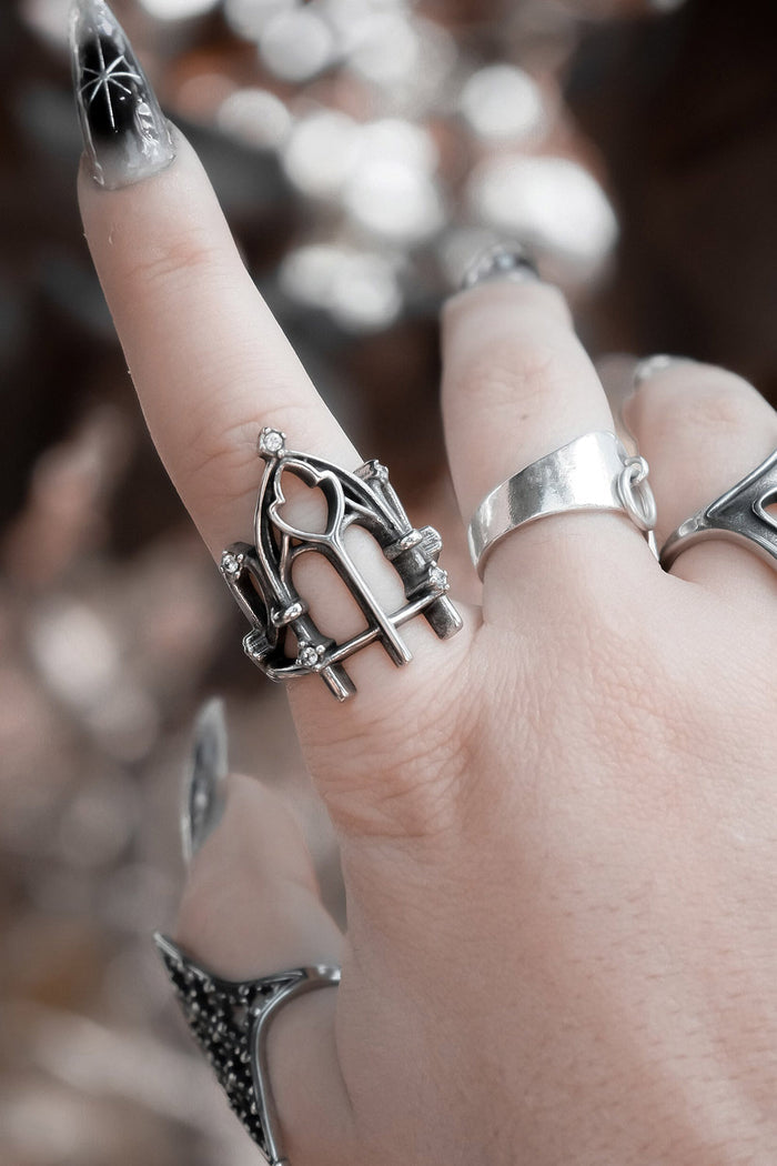 stainless steel gothic cathedral ring