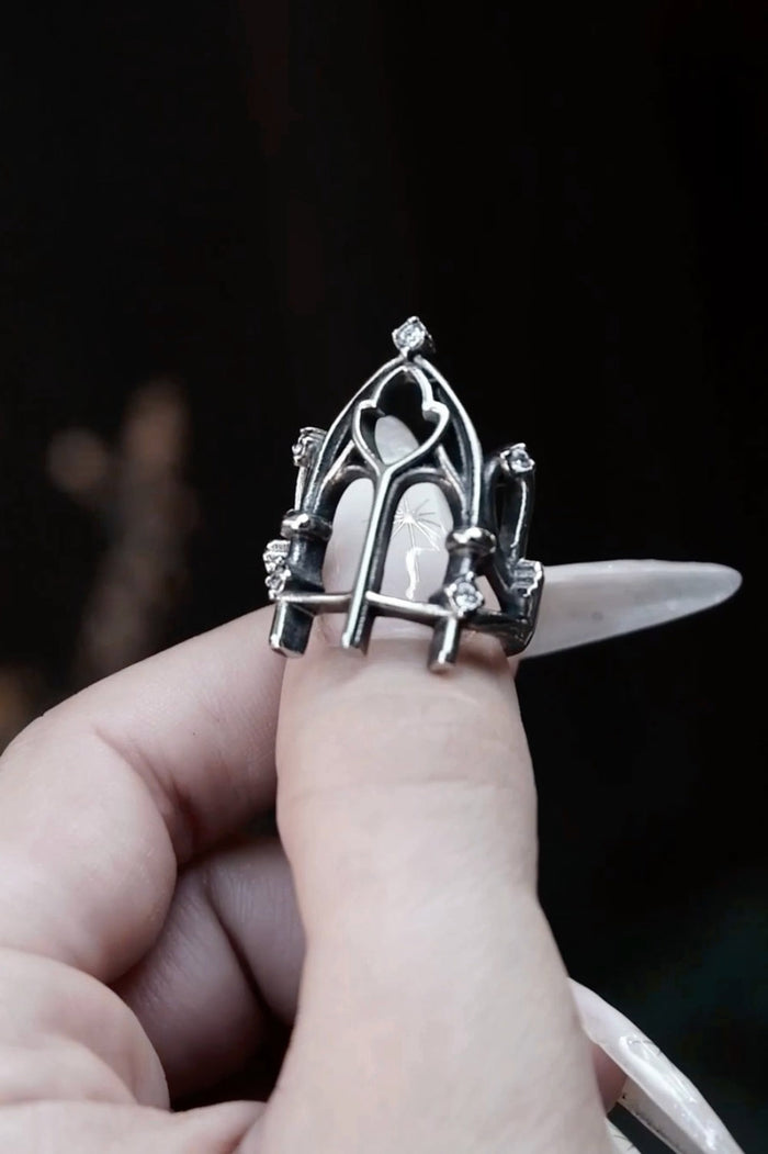 stainless steel gothic cathedral ring by lively ghosts