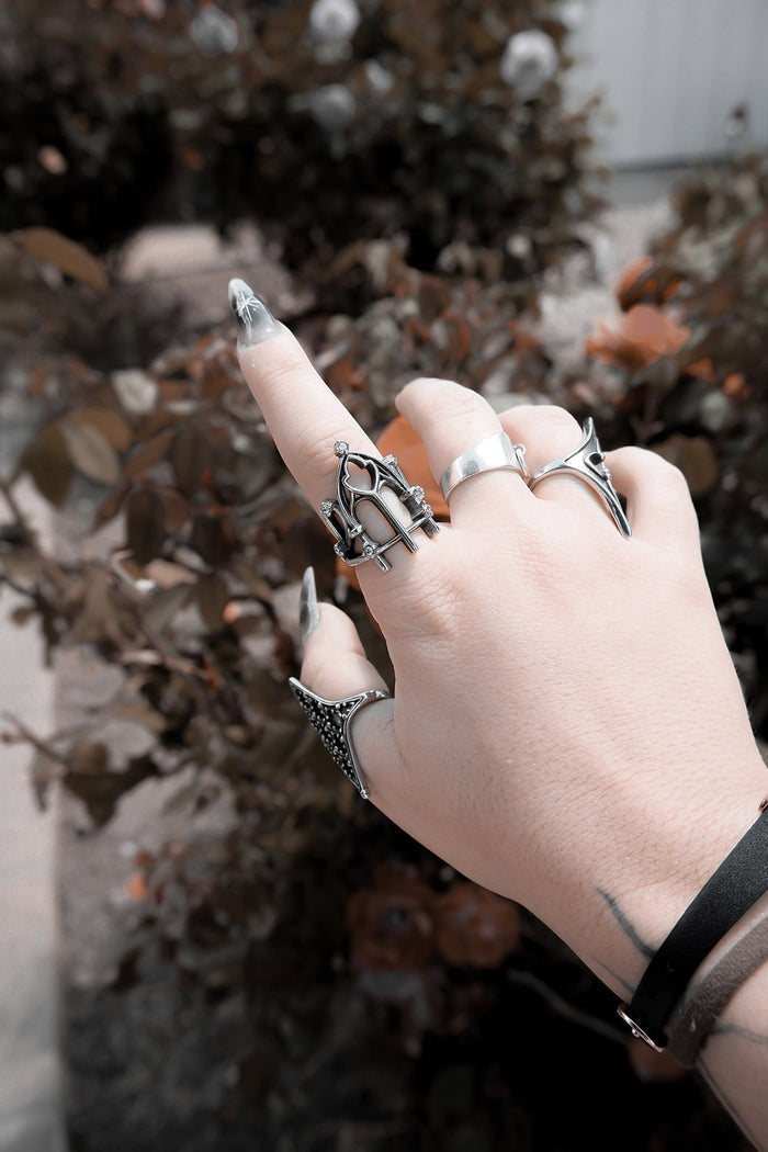 elegant unisex stainless steel gothic cathedral ring by lively ghosts