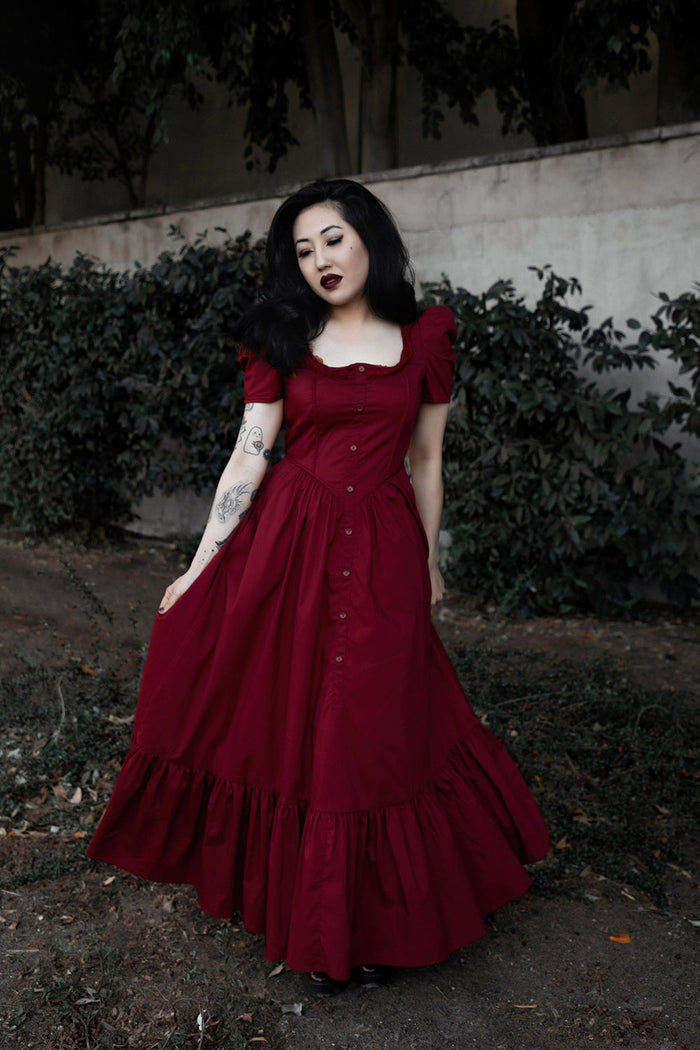 square neckline gothic cottagecore dress