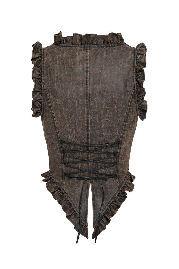ruffled shoulder brown steampunk vegan leather pirate harness