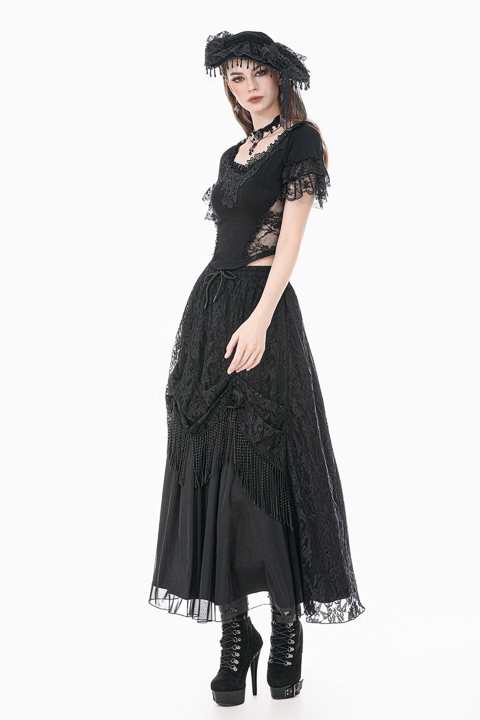 Lacey goth skirt with drawstring