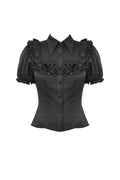 womens black lace collared gothic top