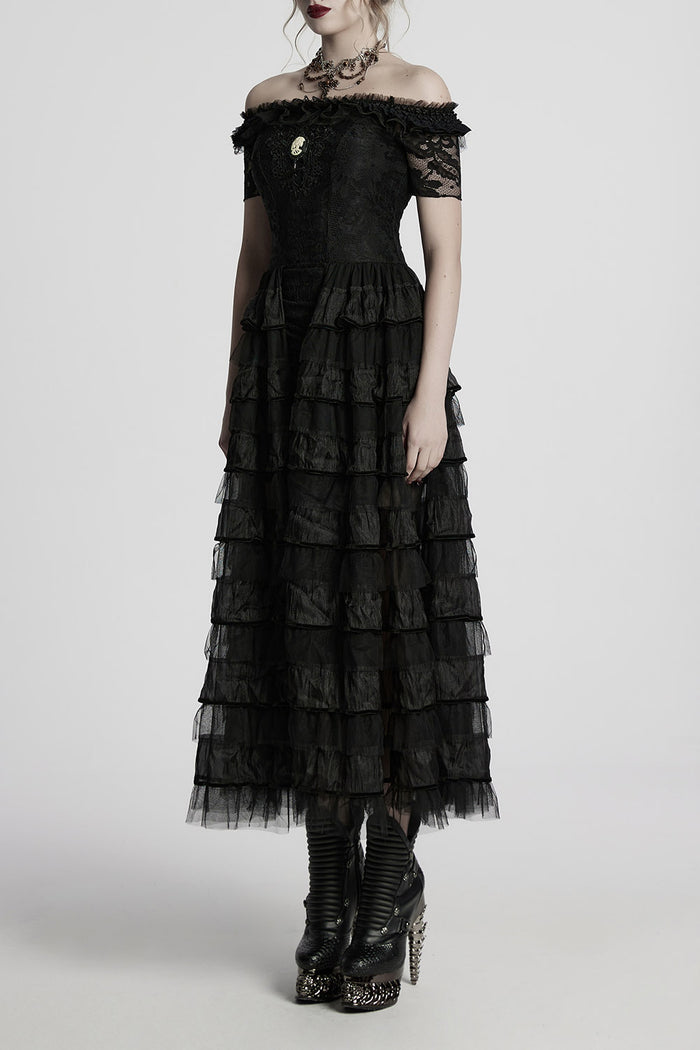 off the shoulder lace gown